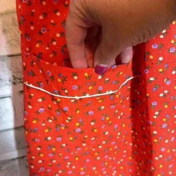 Vintage Helen Of Troy House Coat Mumu Red‎ Size M Excellent Condition pockets - Picture 4 of 6